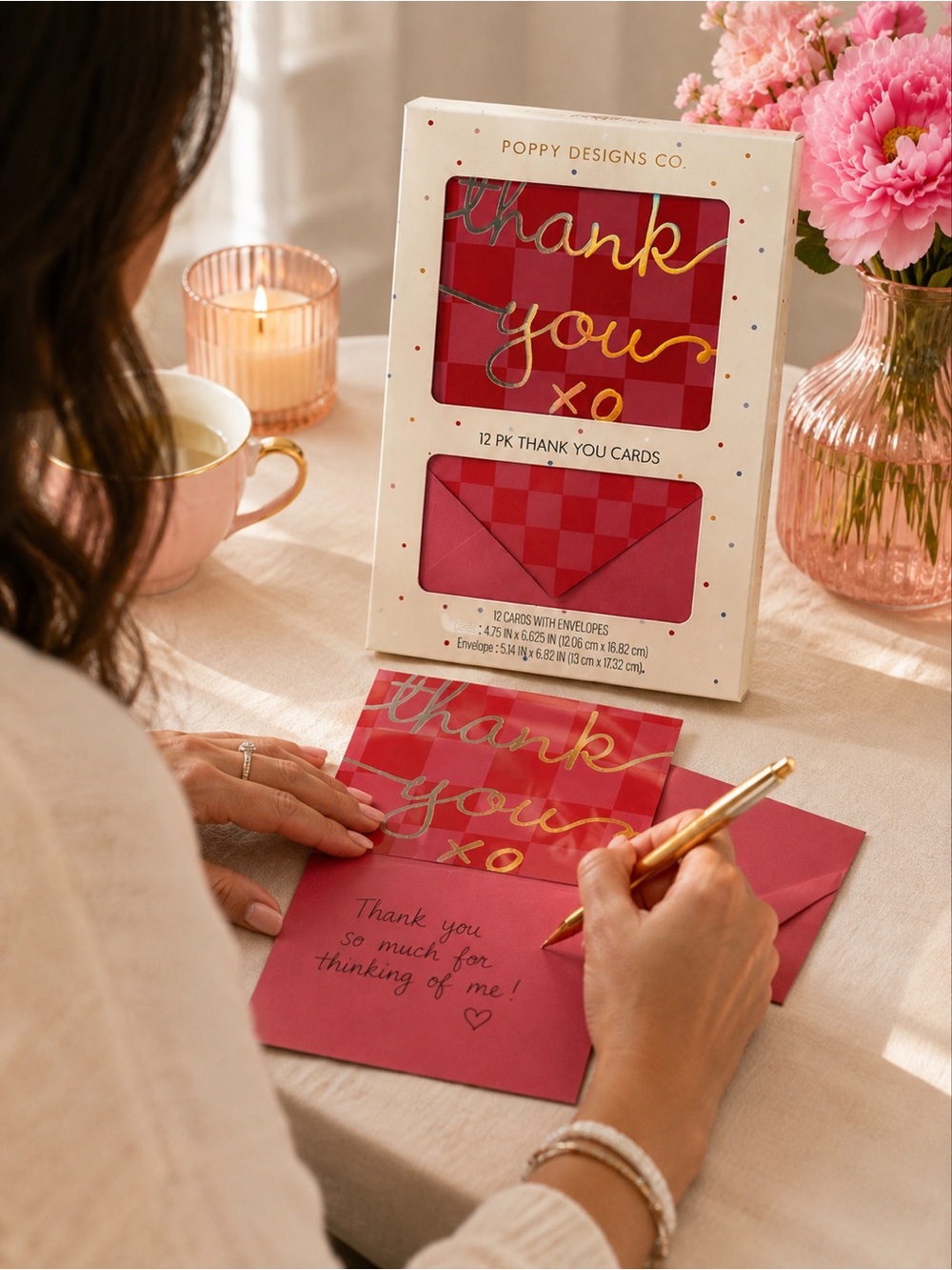 Pink Foil 'Thank You' Card Set - 12 Pack